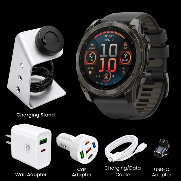Garmin fēnix® 8 Smartwatch - Bundle with Free Charging Accessories