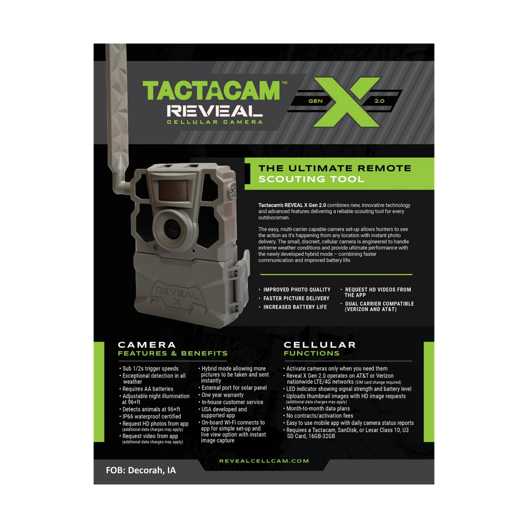 Buy 4 & Save! TACTACAM REVEAL X GEN 2.0 with Lipo Batteries, Solar Panels, Steel Security Cases, and SD Cards