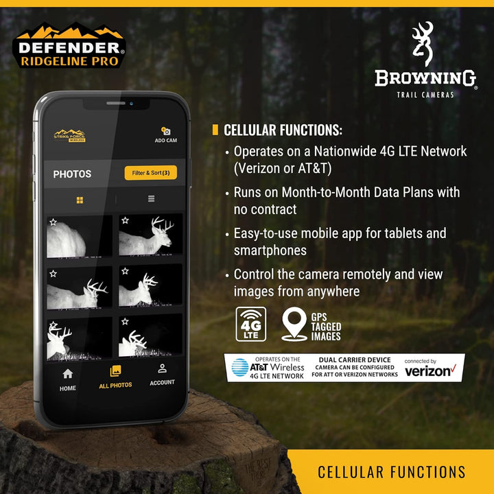 Browning Trail Camera Defender Wireless Ridgeline Pro Cellular Trail Camera with Remote Monitoring & HD Video