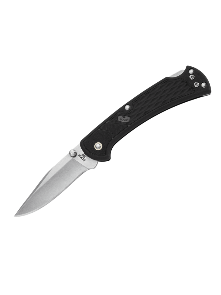 Buck Knife 112 Slim Ranger Select Folding Knife 3" Plain Blade, Black GFN Handles, Deep Carry Pocket Clip, Lockback