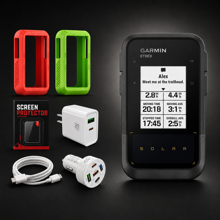Garmin eTrex® Solar - Solar Powered Handheld GPS Navigator - Bundle