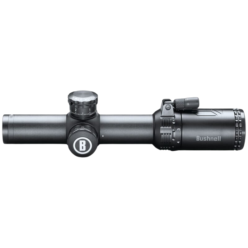Bushnell AR Optics 1-4x24mm Riflescope with Illuminated BTR-1 FFP BDC Reticle, 30mm Tube, Throw Down PCL Lever, Matte Black (AR71424I)