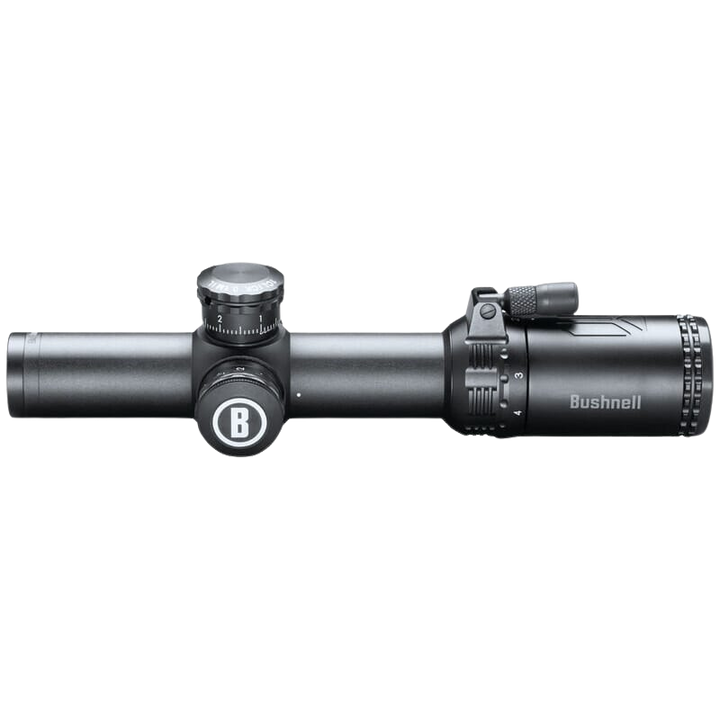 Bushnell AR Optics 1-4x24mm Riflescope with Illuminated BTR-1 FFP BDC Reticle, 30mm Tube, Throw Down PCL Lever, Matte Black (AR71424I)