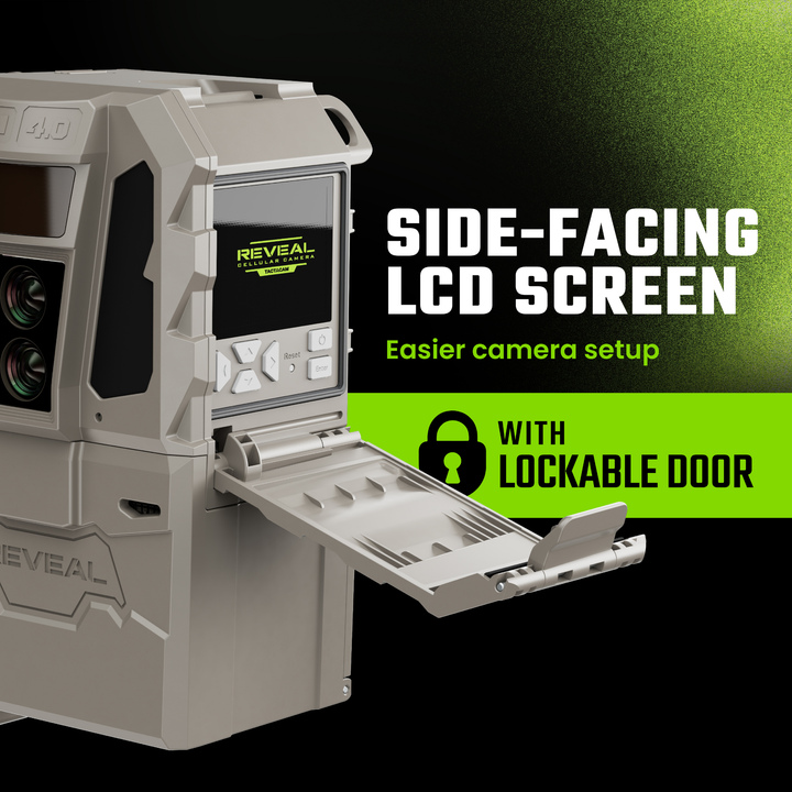 Buy 4 &amp; Save! Tactacam Reveal Pro 4.0 Power Bundles with R5 Solar Panels, FlexPack R10 Batteries, Lockable Steel Reinforced Straps, and Cleaning Cloth