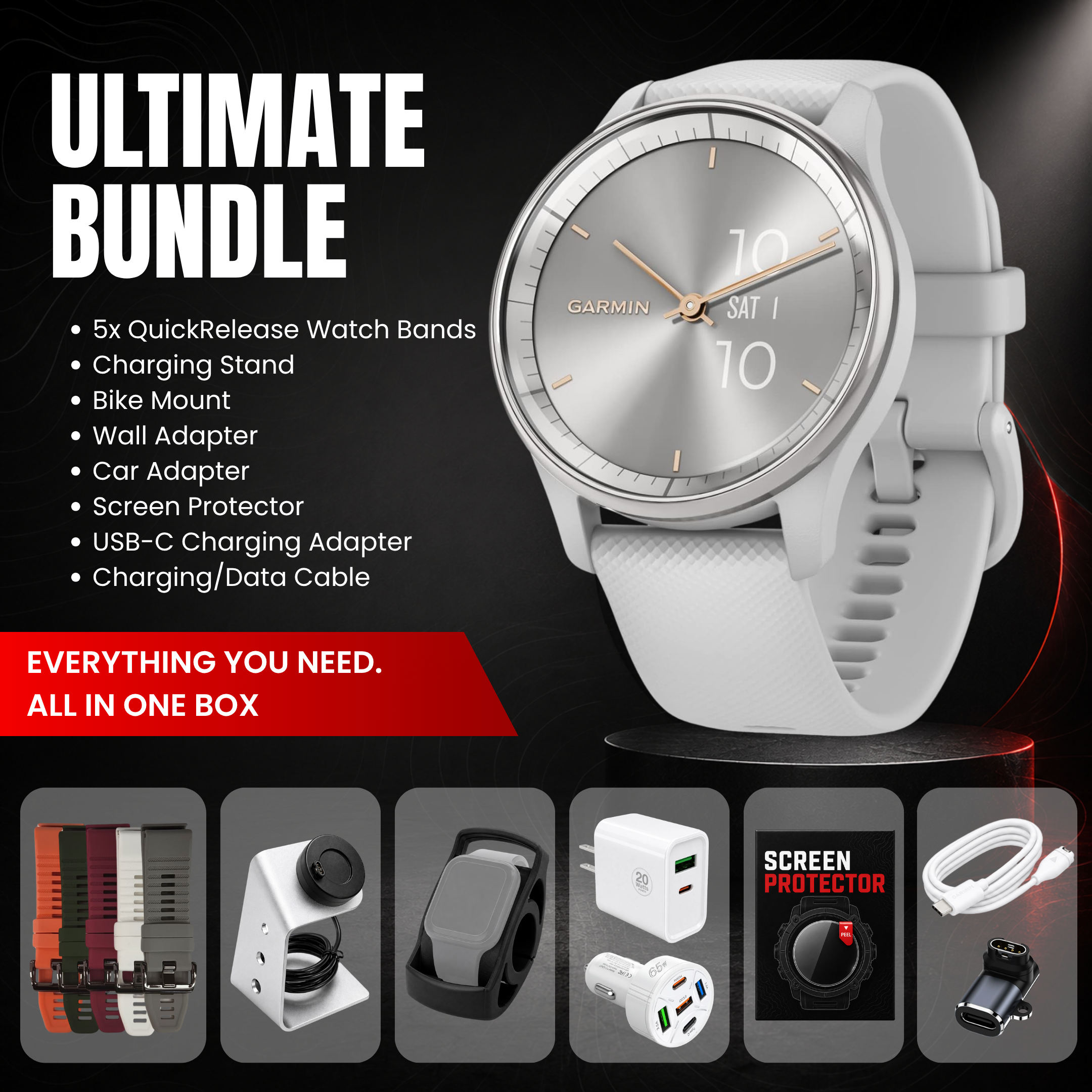 Garmin vívomove® Trend Hybrid Smartwatch - Ultimate Bundle