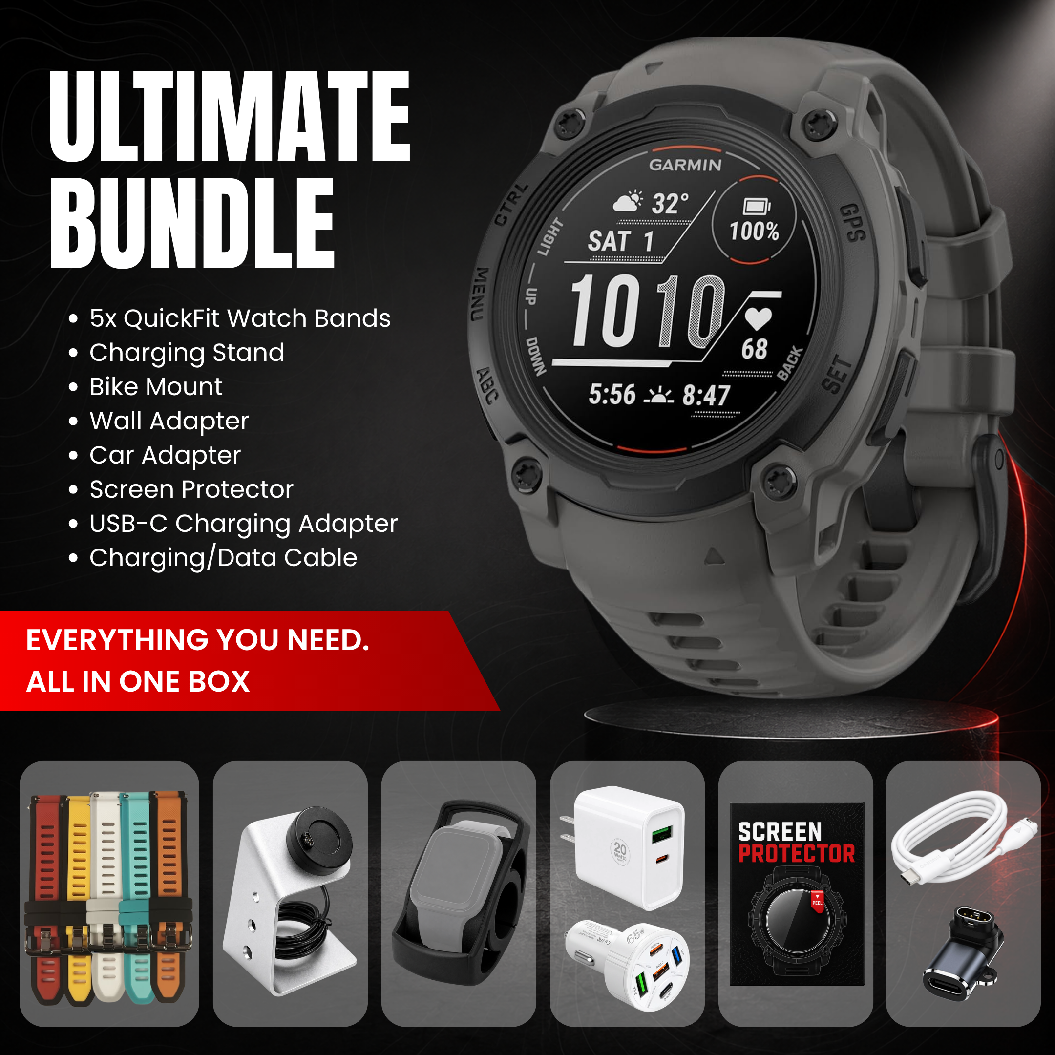 Garmin Instinct® 3 Smartwatch - Ultimate Bundle
