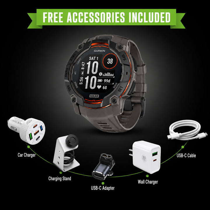 Garmin Instinct® 3 Smartwatch - Bundle with Free Charging Accessories
