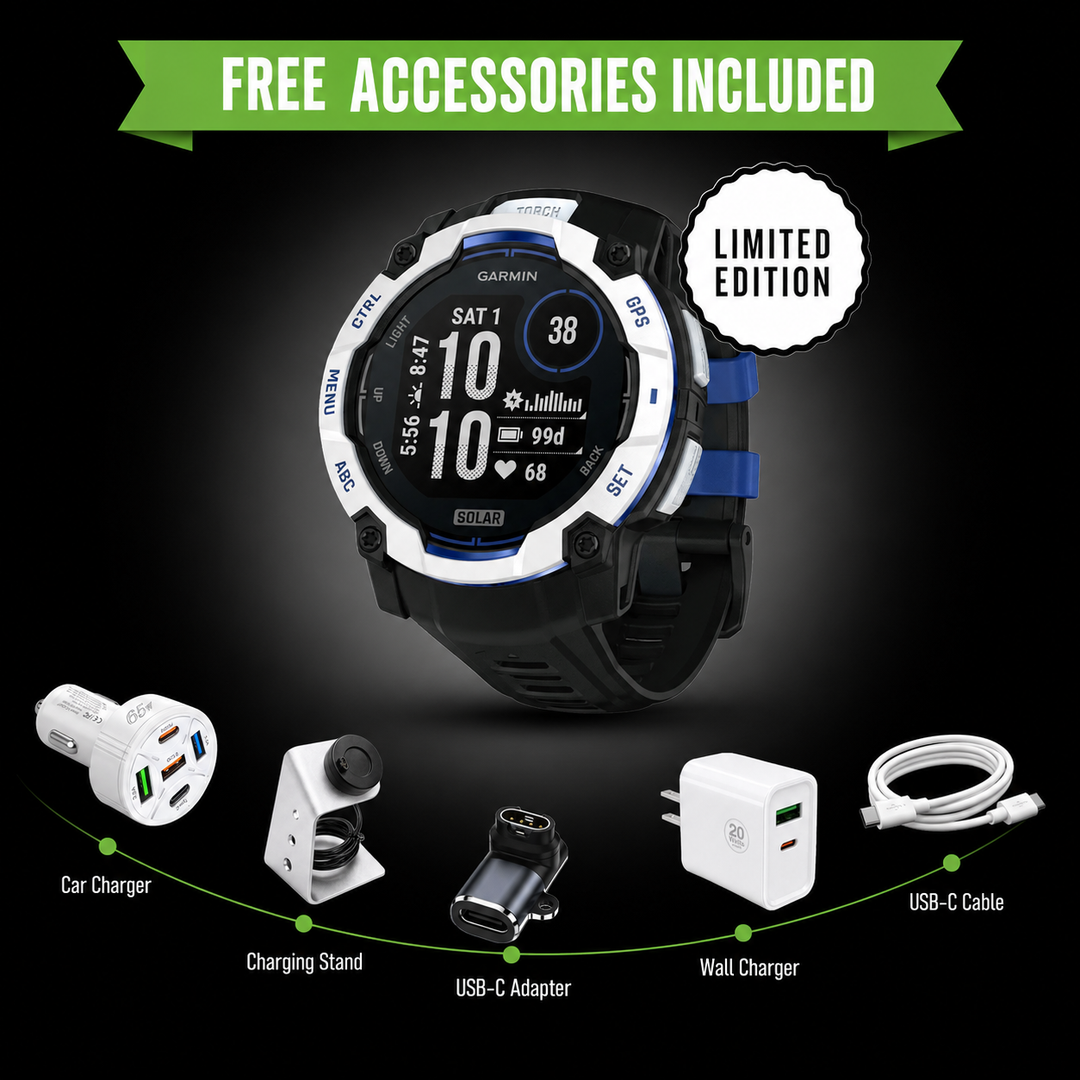 Garmin Instinct® 3 Smartwatch - Bundle with Free Charging Accessories