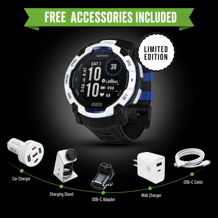Garmin Instinct® 3 Smartwatch - Bundle with Free Charging Accessories
