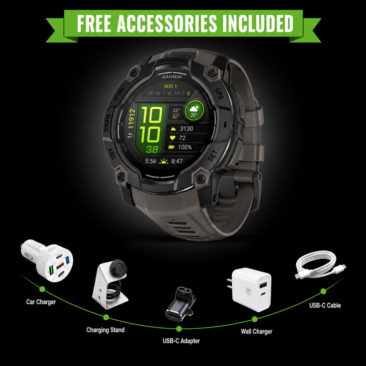 Garmin Instinct® 3 Smartwatch - Bundle with Free Charging Accessories