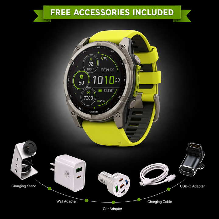 Garmin fēnix® 8 Smartwatch - Bundle with Free Charging Accessories