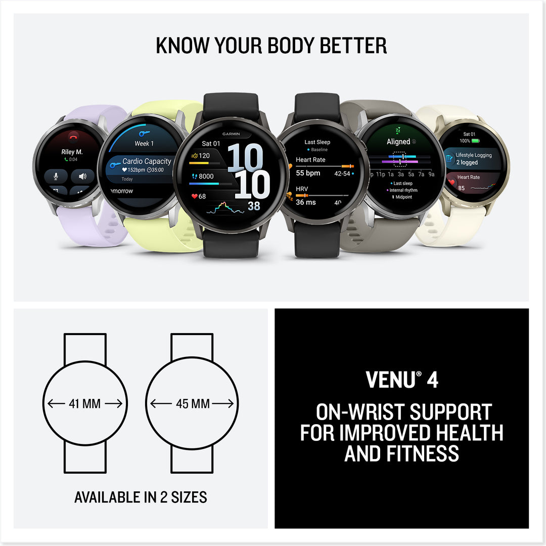 Garmin Venu 4® Smartwatch - Bundle with Free Charging Accessories