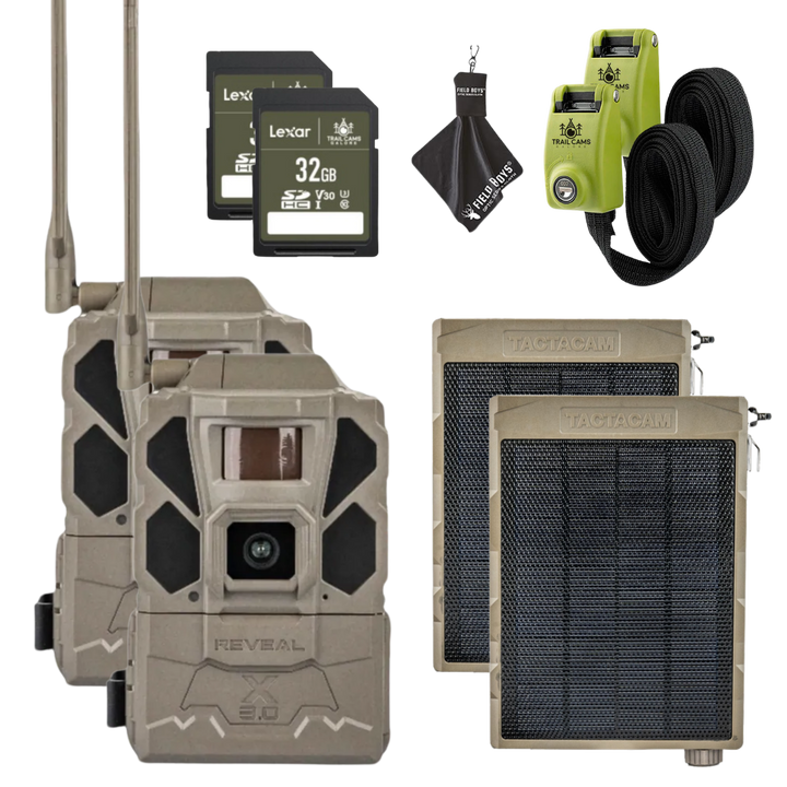 BUY 2 & SAVE! TACTACAM REVEAL PRO 3.0 with Solar Panels, Lockable Straps, SD Cards and Cleaning Cloth