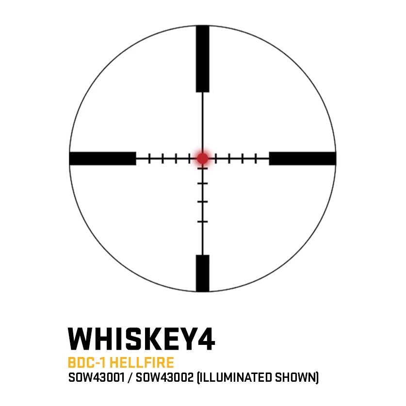 Sig Sauer WHISKEY4 3-12x44mm Riflescope, SFP, Illuminated HELLFIRE BDC-1, Locking Zero Stop Turret