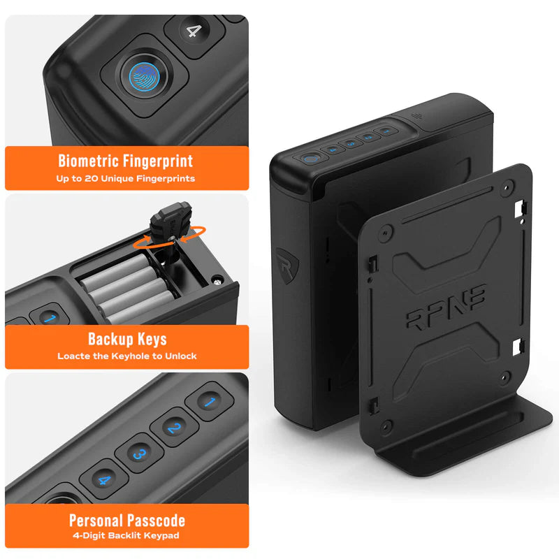 RPNB Biometric Handgun Safe with Quick Access Sliding Door (with Mounting Hardware)  RP2007