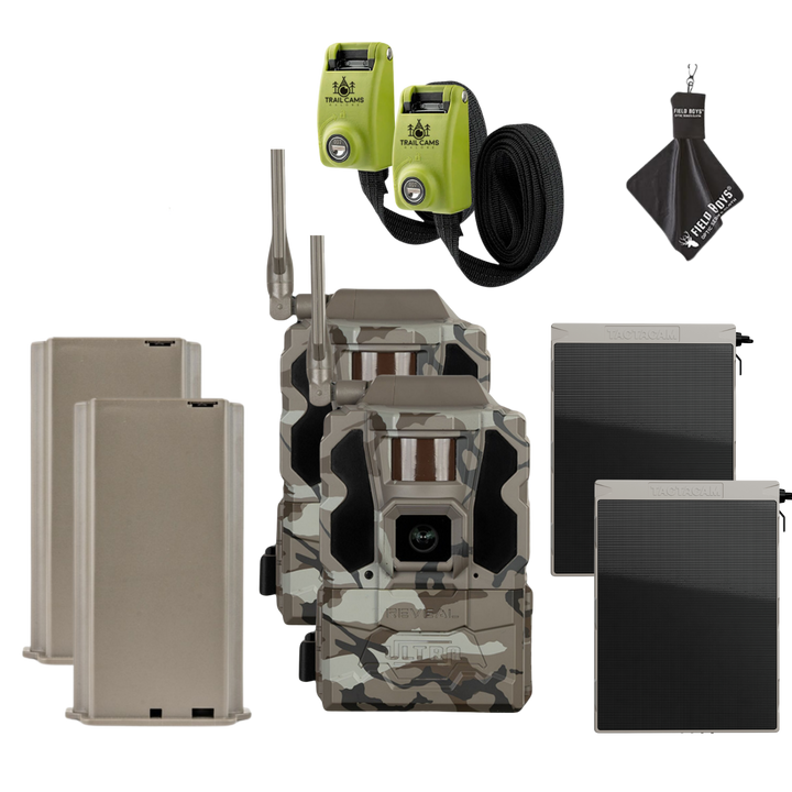 Buy 2 &amp; Save! Tactacam Reveal Ultra Cellular Trail Camera with Solar Panels, Lithium Batteries, Steel Reinforced Straps and Cleaning Cloth
