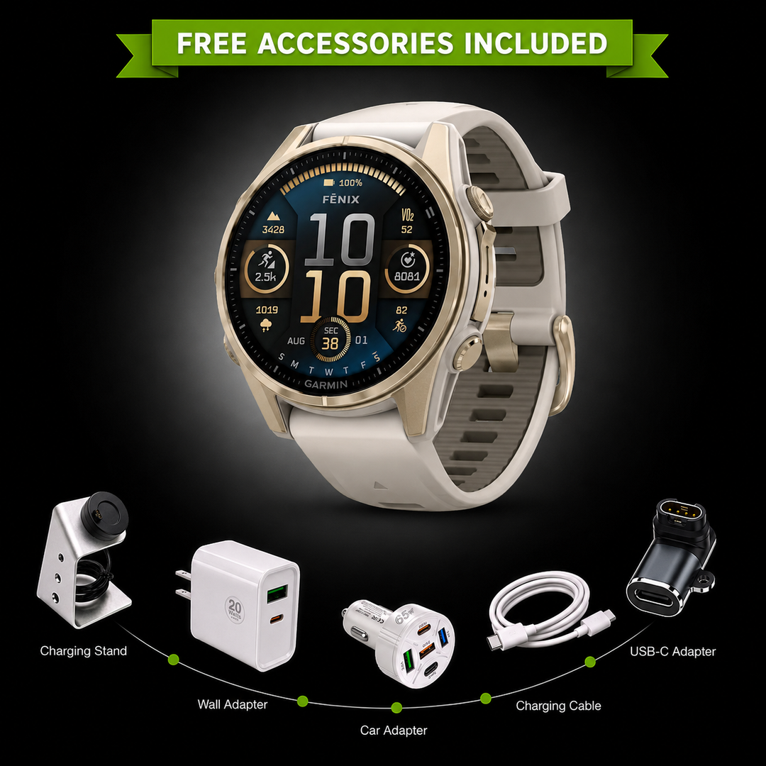 Garmin fēnix® 8 Smartwatch - Bundle with Free Charging Accessories