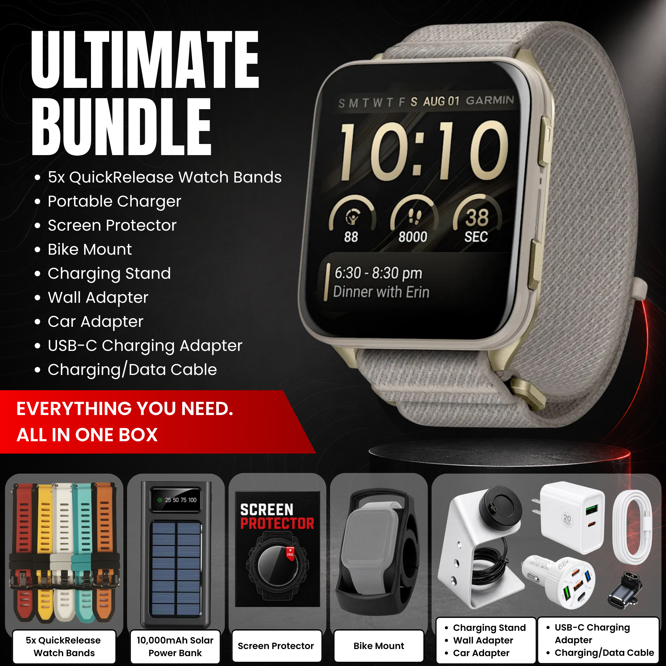 Garmin Venu® X1 Smartwatch - Bundle with Free Charging Accessories