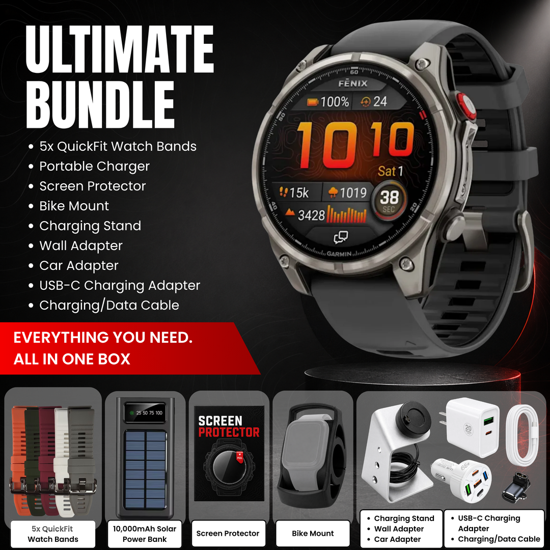 Garmin fēnix® 8 Smartwatch - Bundle with Free Charging Accessories