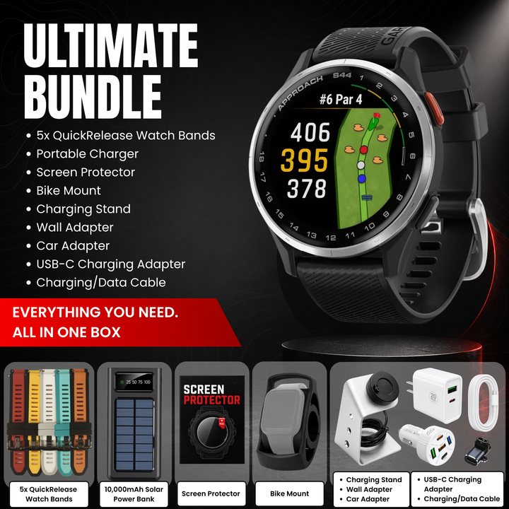 Garmin Approach® S44 GPS Golf Smartwatch - Bundle with Free Charging Accessories