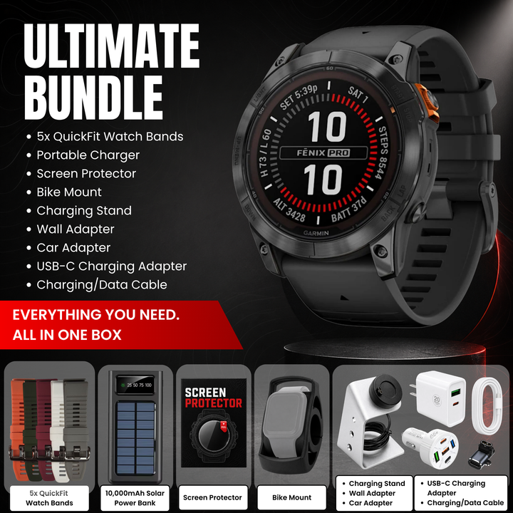 Garmin fēnix® 7 Pro – Solar Edition Smartwatch - Bundle with Free Charging Accessories
