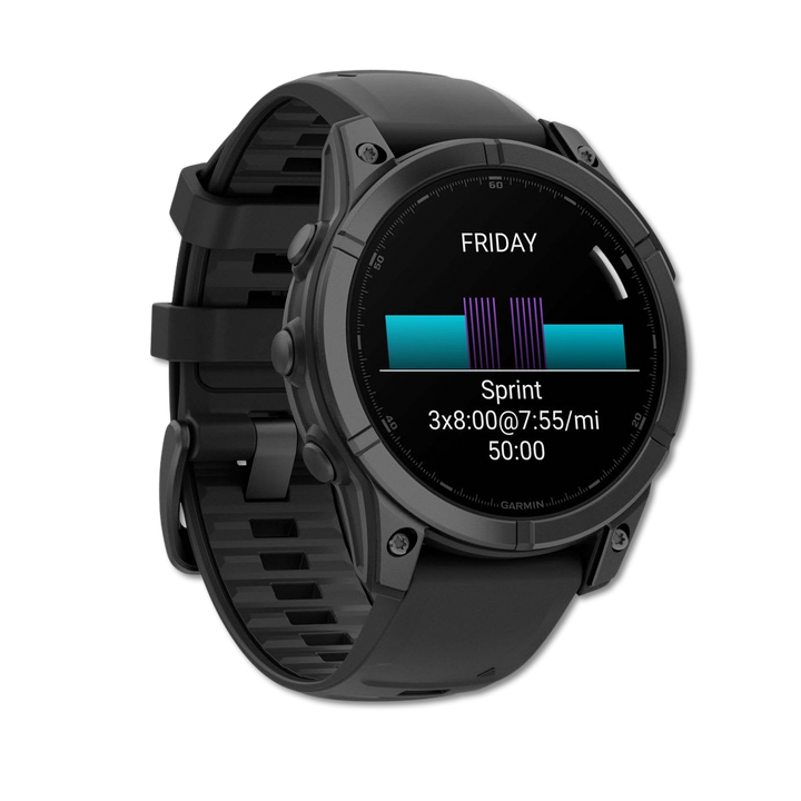 Garmin fenix E 47mm Slate Gray Steel left view