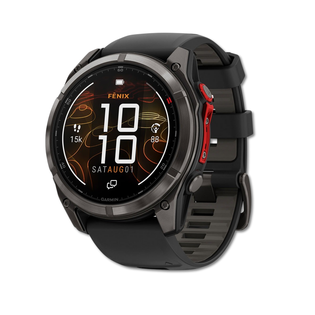 Garmin fenix 8 Pro 51mm MicroLED Carbon Gray DLC Titanium front view