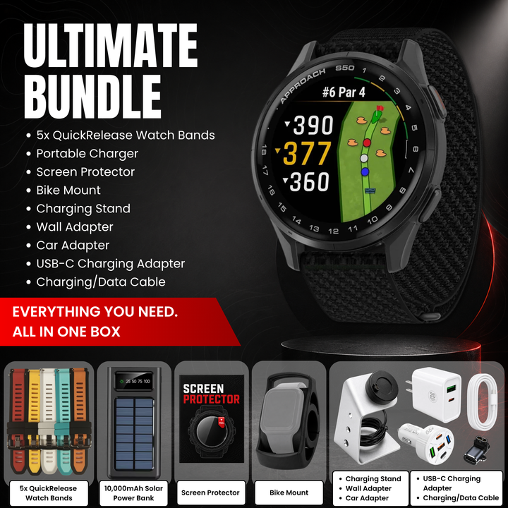 Garmin Approach® S50 GPS Golf Smartwatch - Bundle with Free Charging Accessories