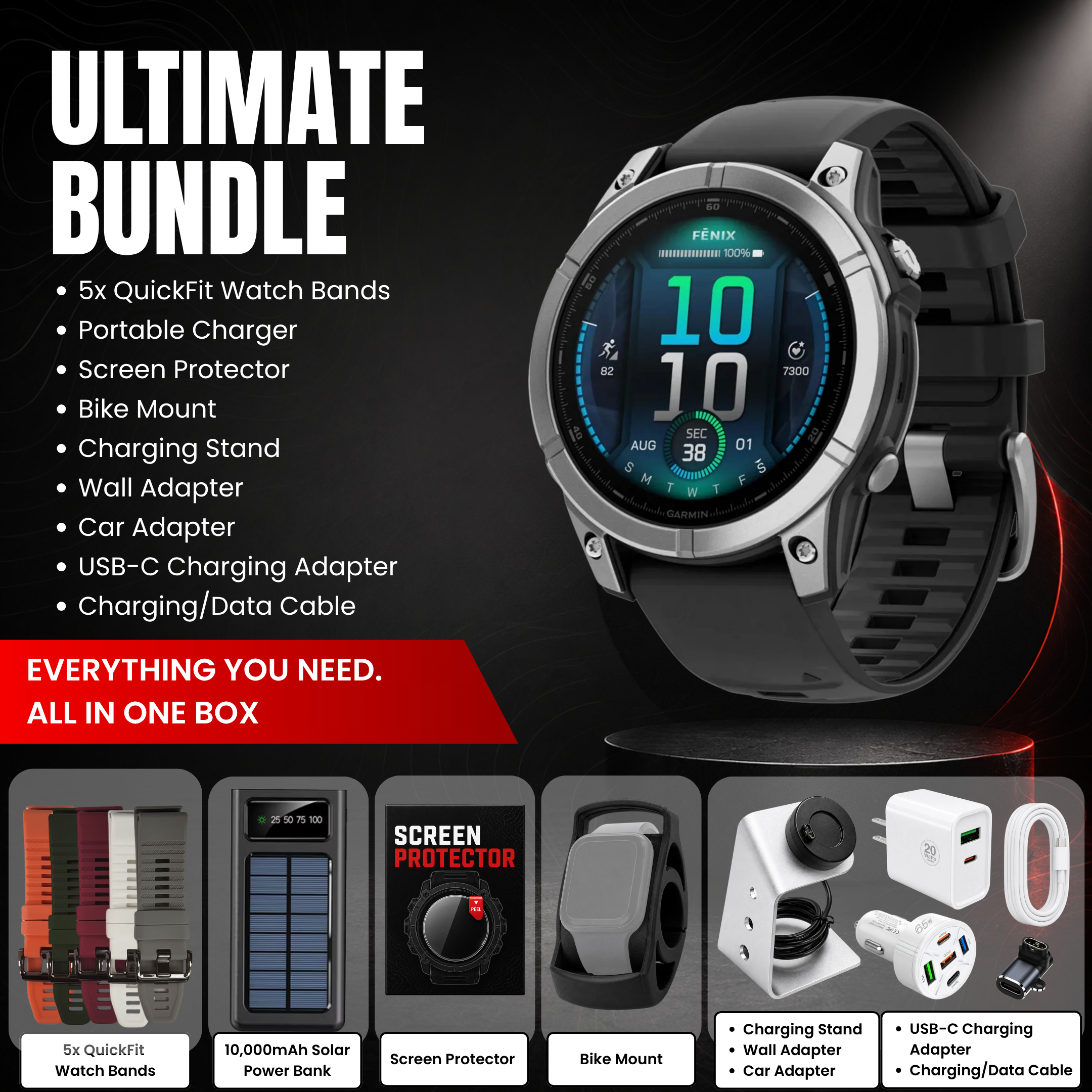 Garmin fēnix® E 47mm Multisport GPS Smartwatch - Ultimate Bundle