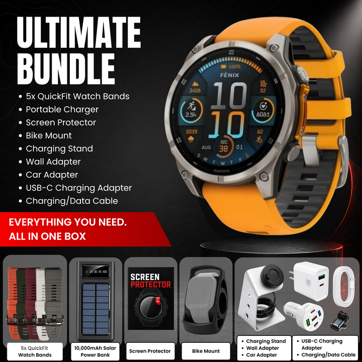 Garmin fēnix® 8 Smartwatch - Bundle with Free Charging Accessories