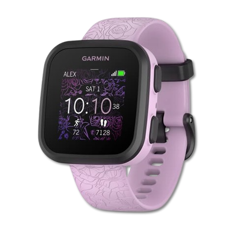 #Color_Lilac Floral Garmin Bounce kids smartwatch front view