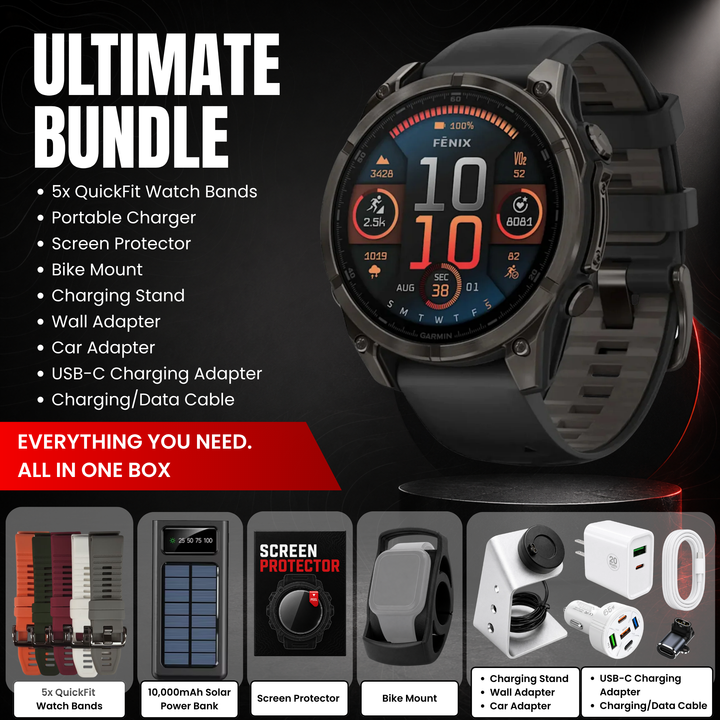 Garmin fēnix® 8 Smartwatch - Bundle with Free Charging Accessories