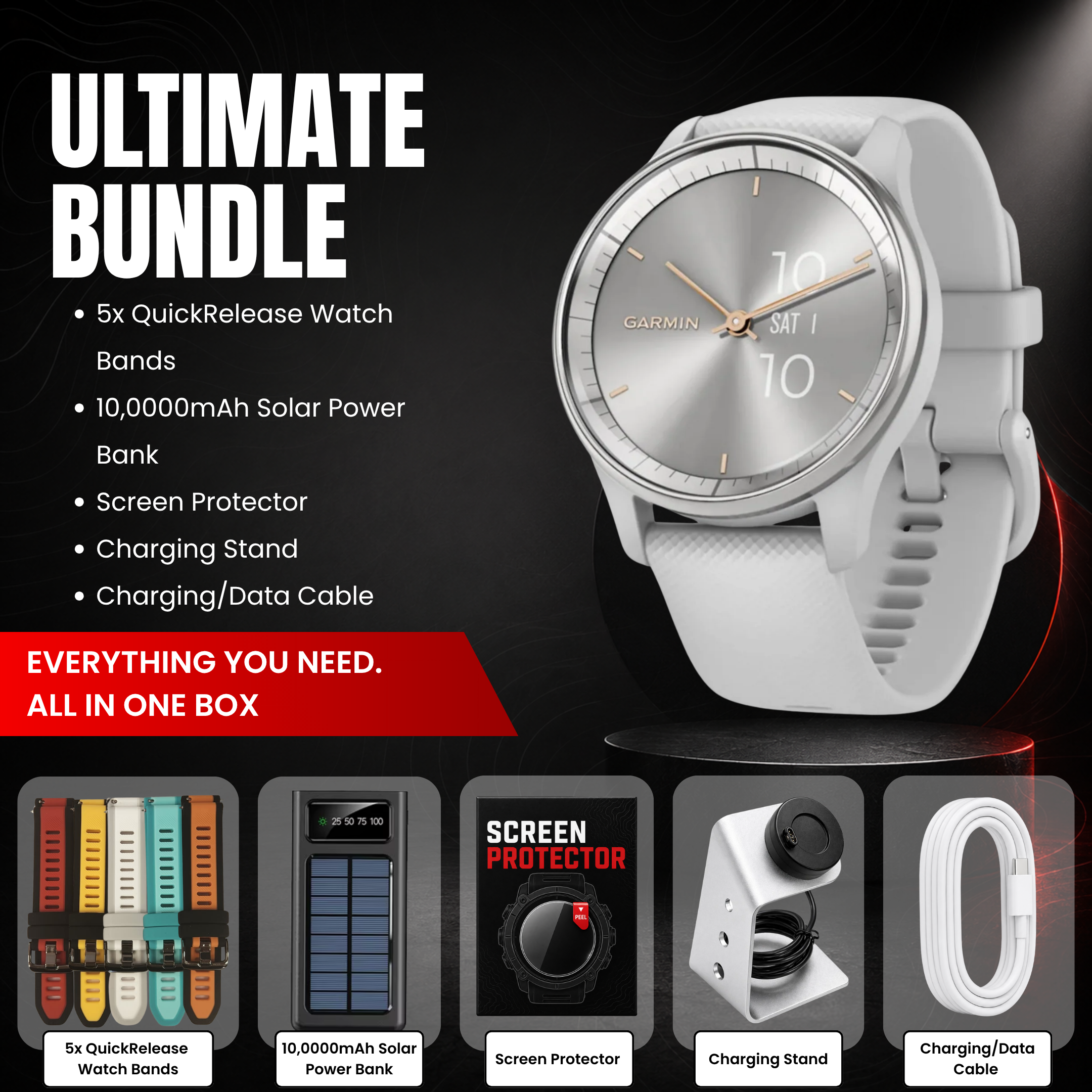 Garmin vívomove® Trend Hybrid Smartwatch - Bundle with Free Charging Accessories