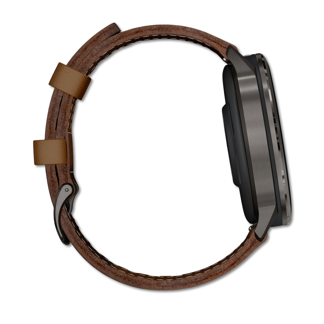 #Color_Slate with Black Silicone Band and Brown Leather Band