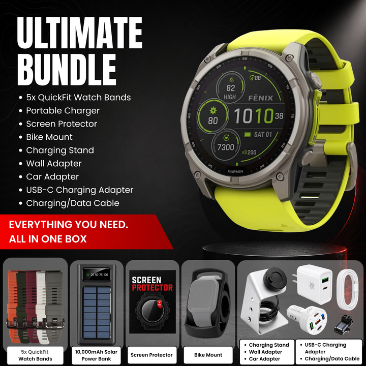 Garmin fēnix® 8 Smartwatch - Bundle with Free Charging Accessories