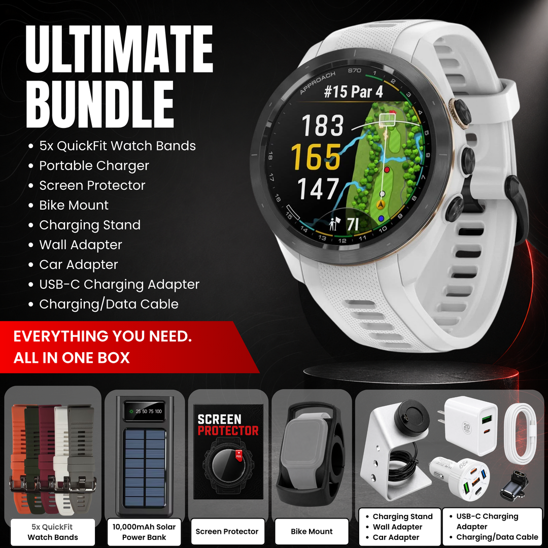 Garmin Approach S70 GPS Golf Smartwatch Bundle | Free Charging Garmin Approach S70 GPS Golf Smartwatch Bundle | Free Charging