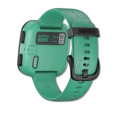 #Color_Green Burst Garmin Bounce worn by child