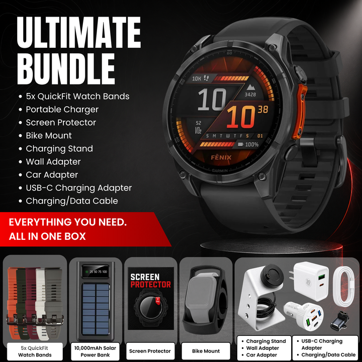 Garmin fēnix® 8 Smartwatch - Bundle with Free Charging Accessories