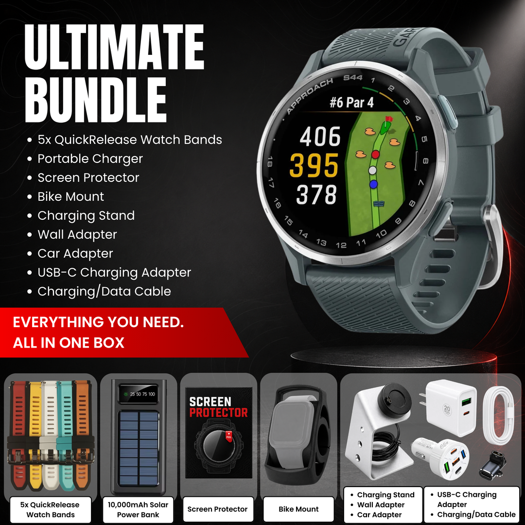 Garmin Approach® S44 GPS Golf Smartwatch - Bundle with Free Charging Accessories