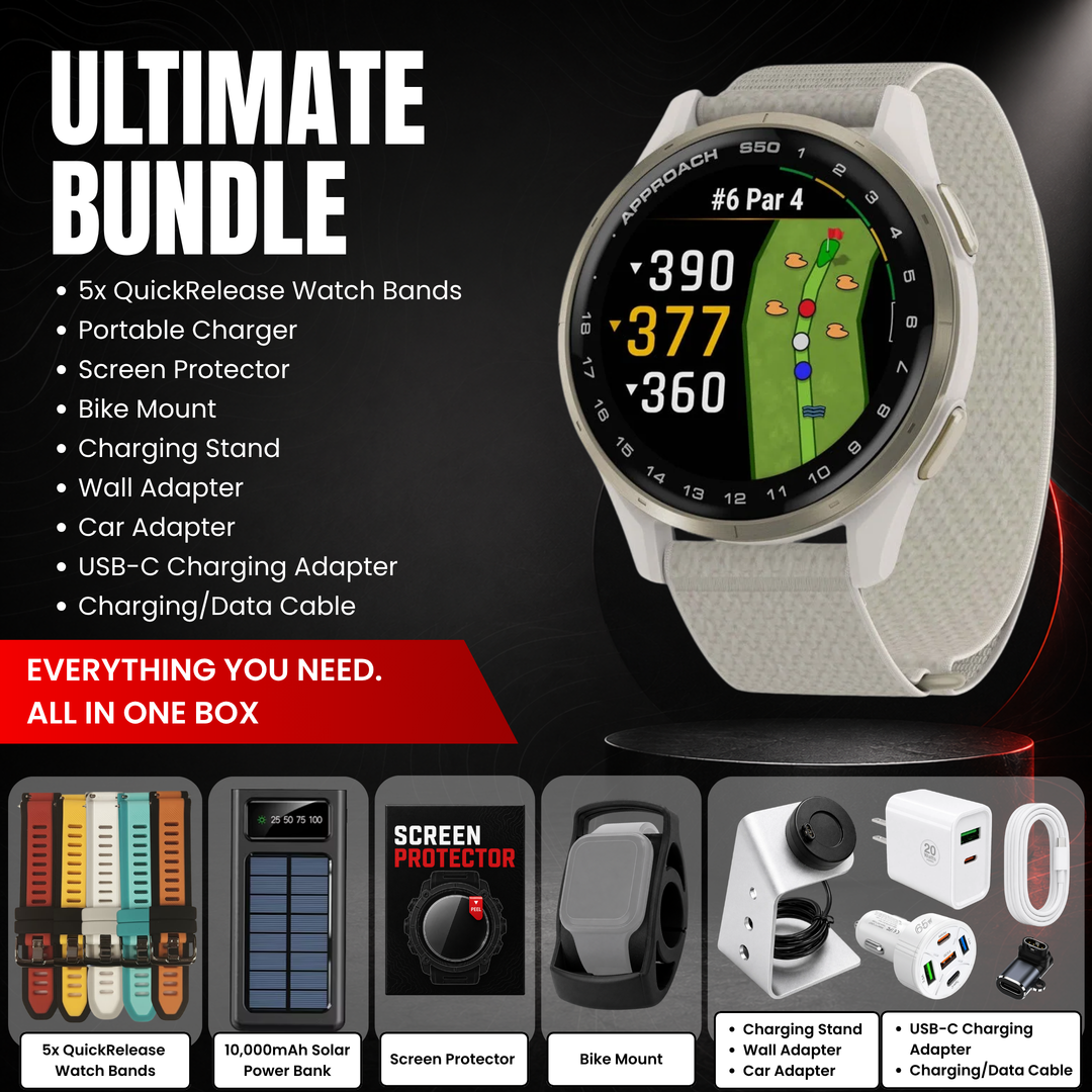 Garmin Approach® S50 GPS Golf Smartwatch - Bundle with Free Charging Accessories