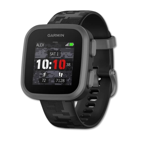 #Color_Black Camo Garmin Bounce kids smartwatch front view