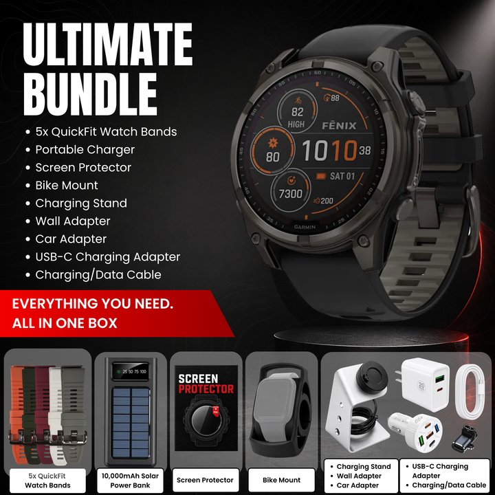 Garmin fēnix® 8 Smartwatch - Bundle with Free Charging Accessories