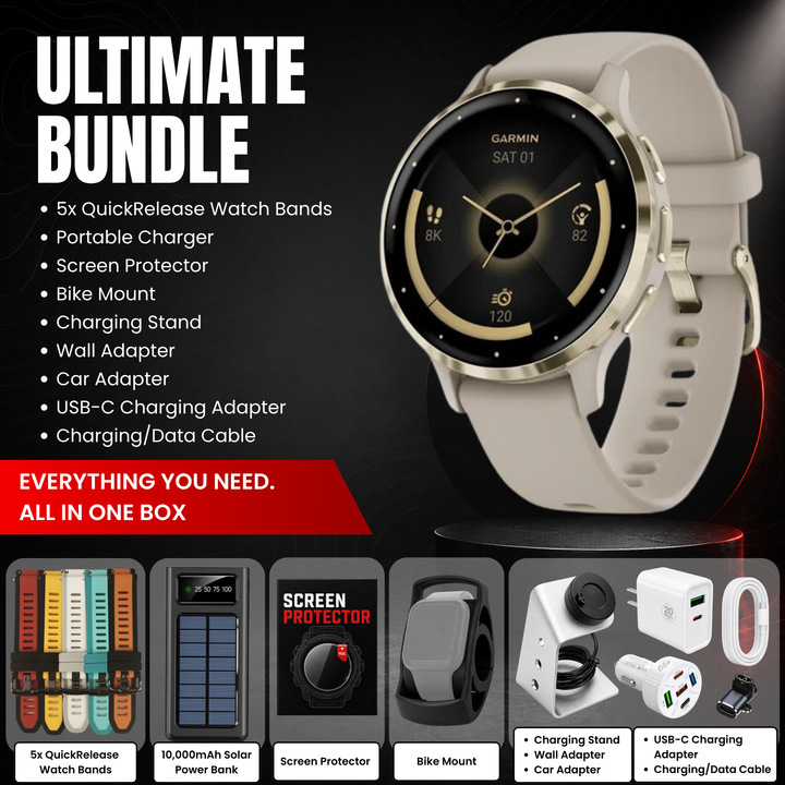 Garmin Venu® 3 Series GPS Smartwatch Bundle with Free Charging Accessories