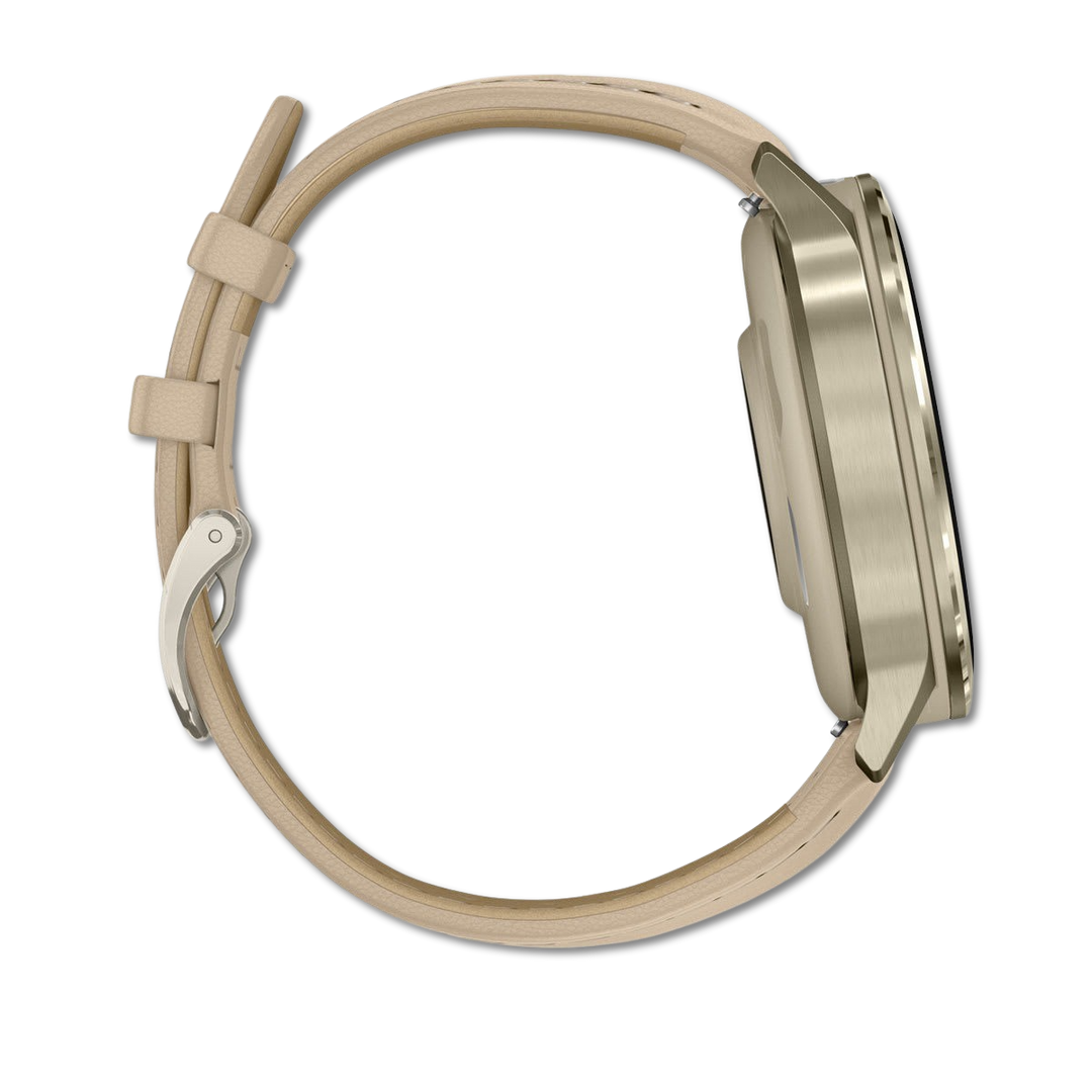 #Color_Lunar Gold with Bone Silicone Band and Light Sand Leather Band