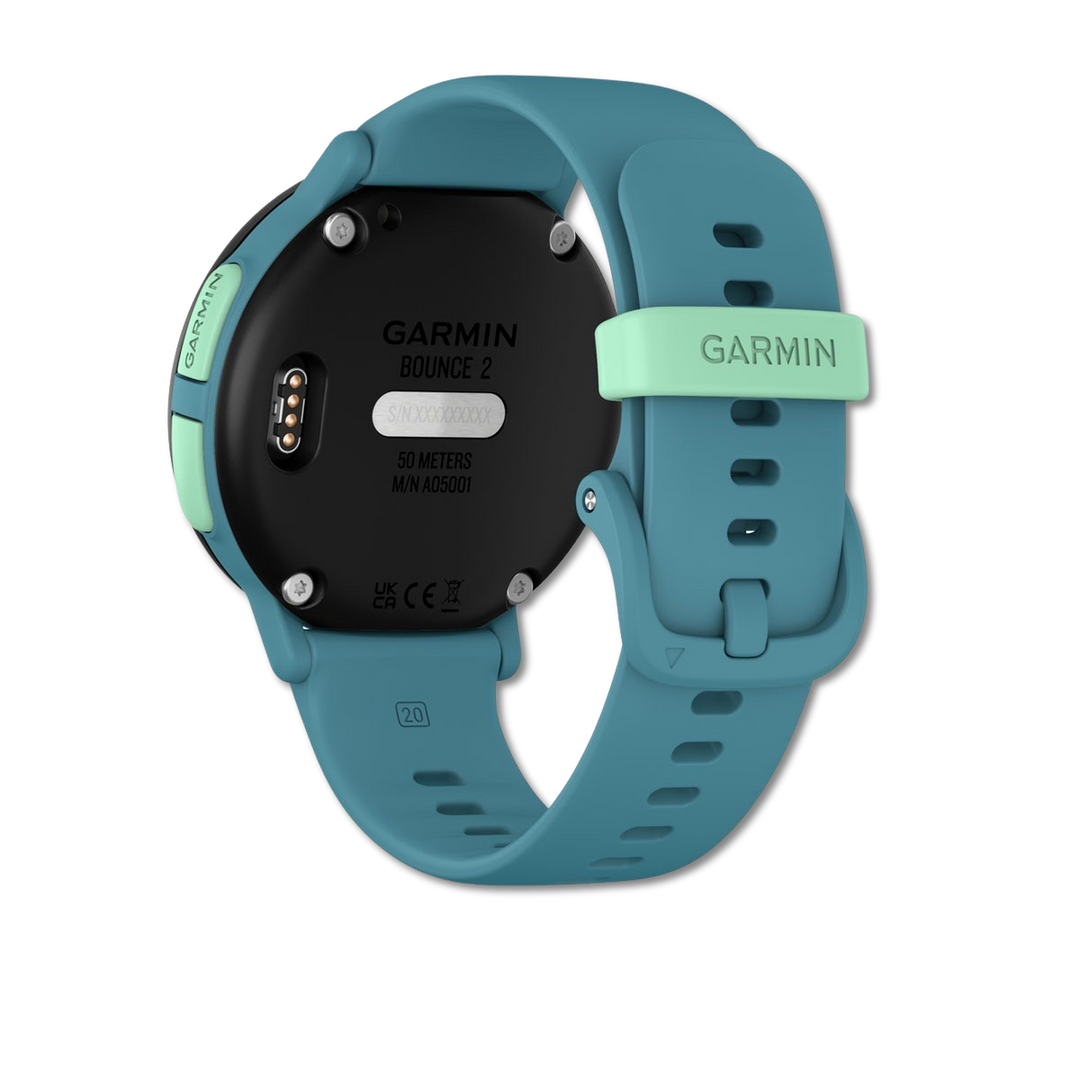 #Color_Turquoise Garmin Bounce 2 activity tracking screen