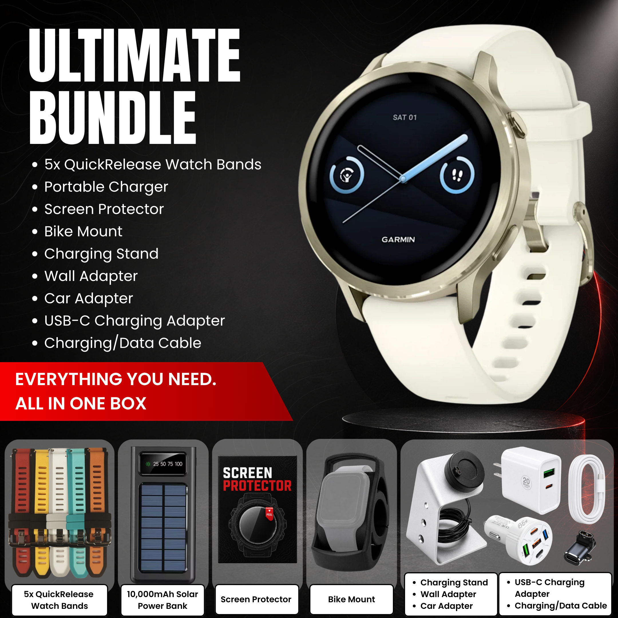 Garmin Venu 4® Smartwatch - Bundle with Free Charging Accessories