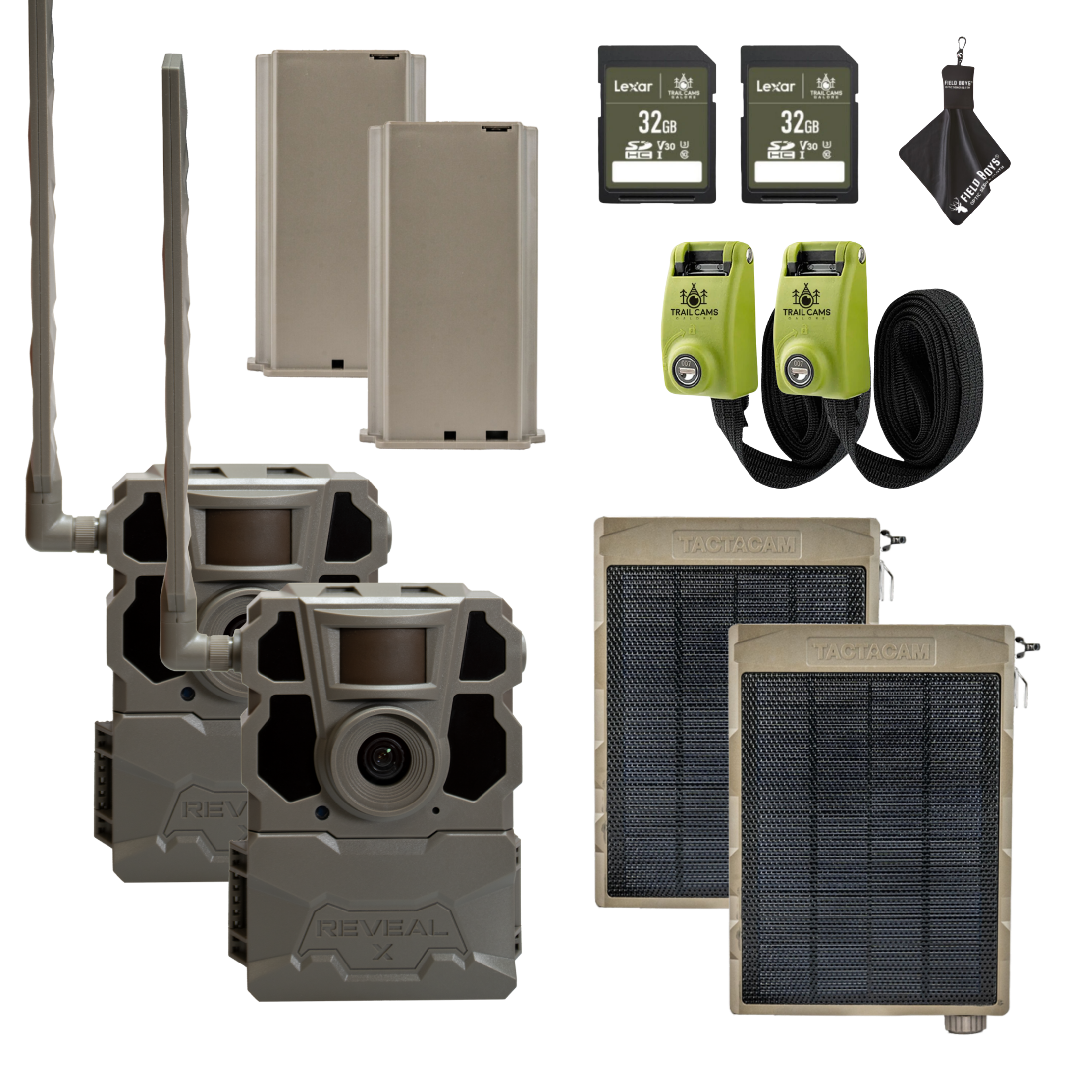 Buy 2 & Save! TACTACAM REVEAL X GEN 2.0 with Lipo Batteries, Solar Panels, and SD Cards