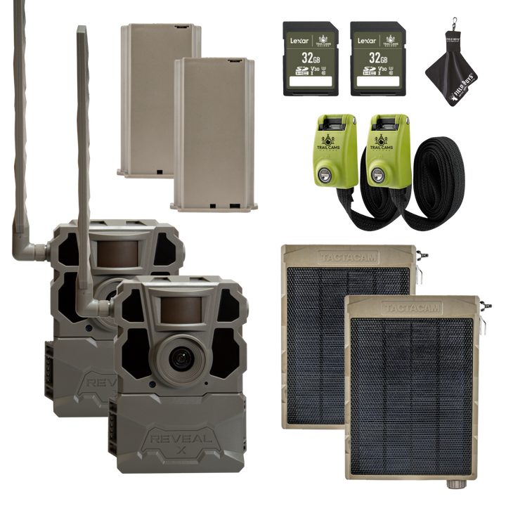 Buy 2 & Save! TACTACAM REVEAL X GEN 2.0 with Lipo Batteries, Solar Panels, and SD Cards