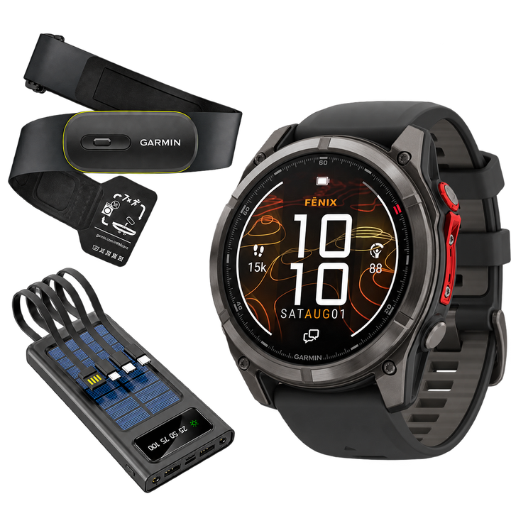 Garmin fenix 8 Pro MicroLED 51mm Carbon Gray with HRM 600 and Field Boys power bank
