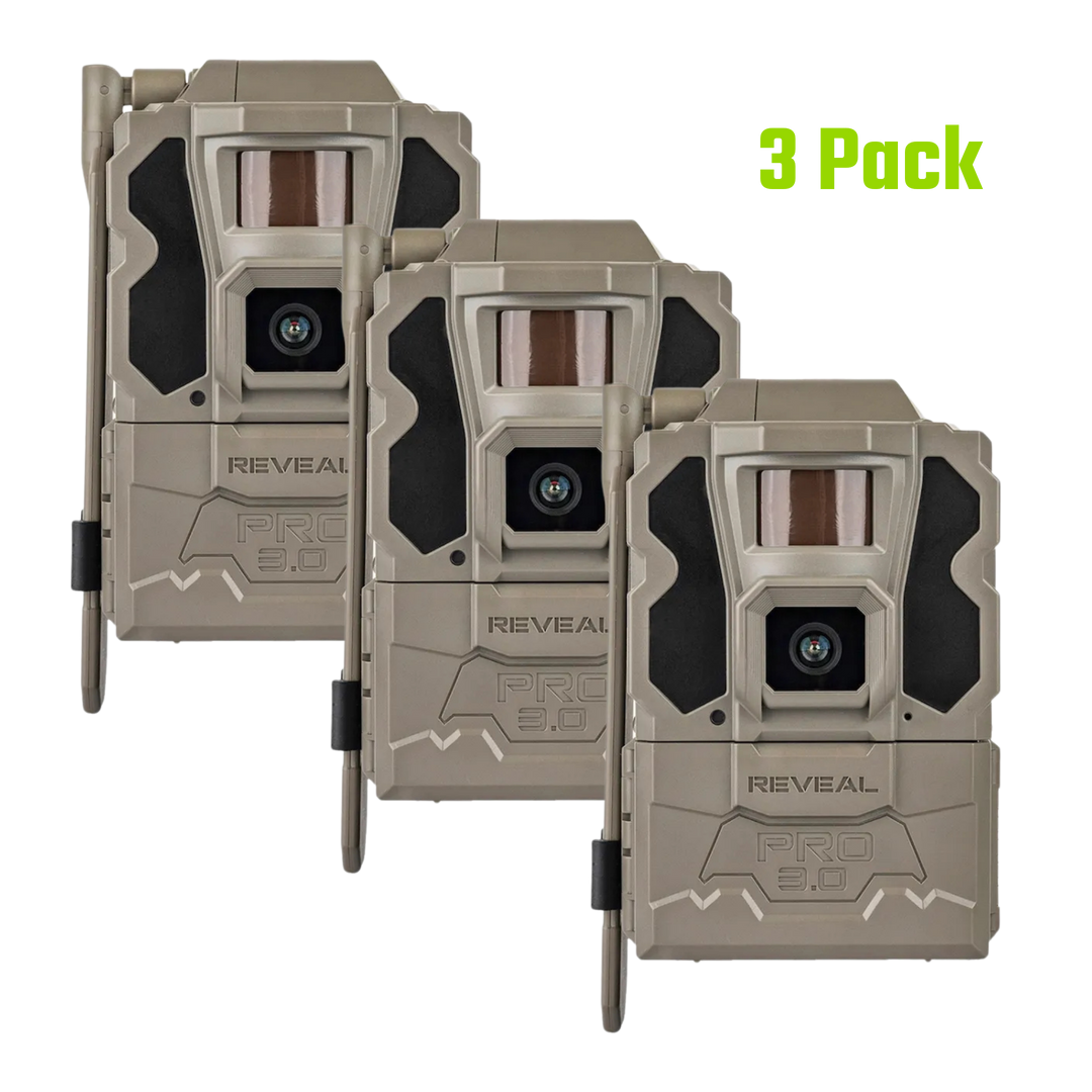 3-Pack TACTACAM REVEAL PRO 3.0 Cellular Trail Camera No-Glow IR GPS